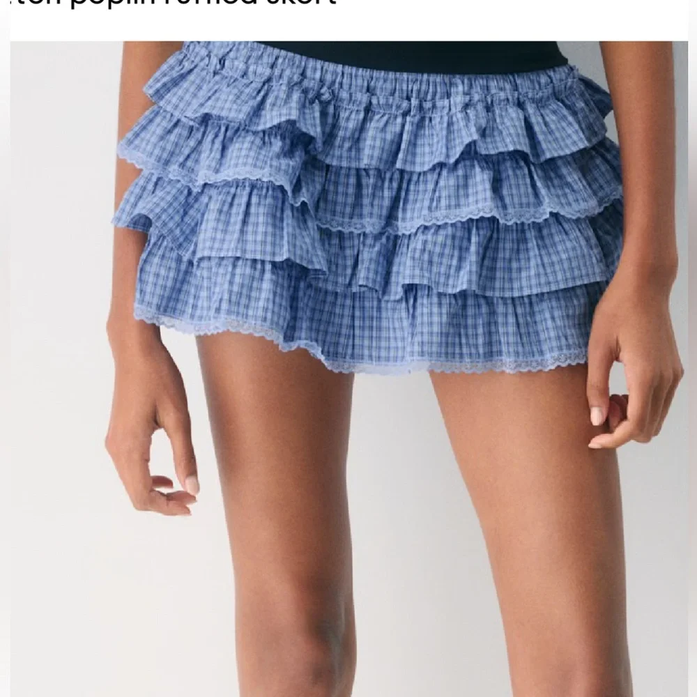 NWT Aritzia Blue Theo poplin Tiered Mini Skirt size xs - Picture 6 of 12